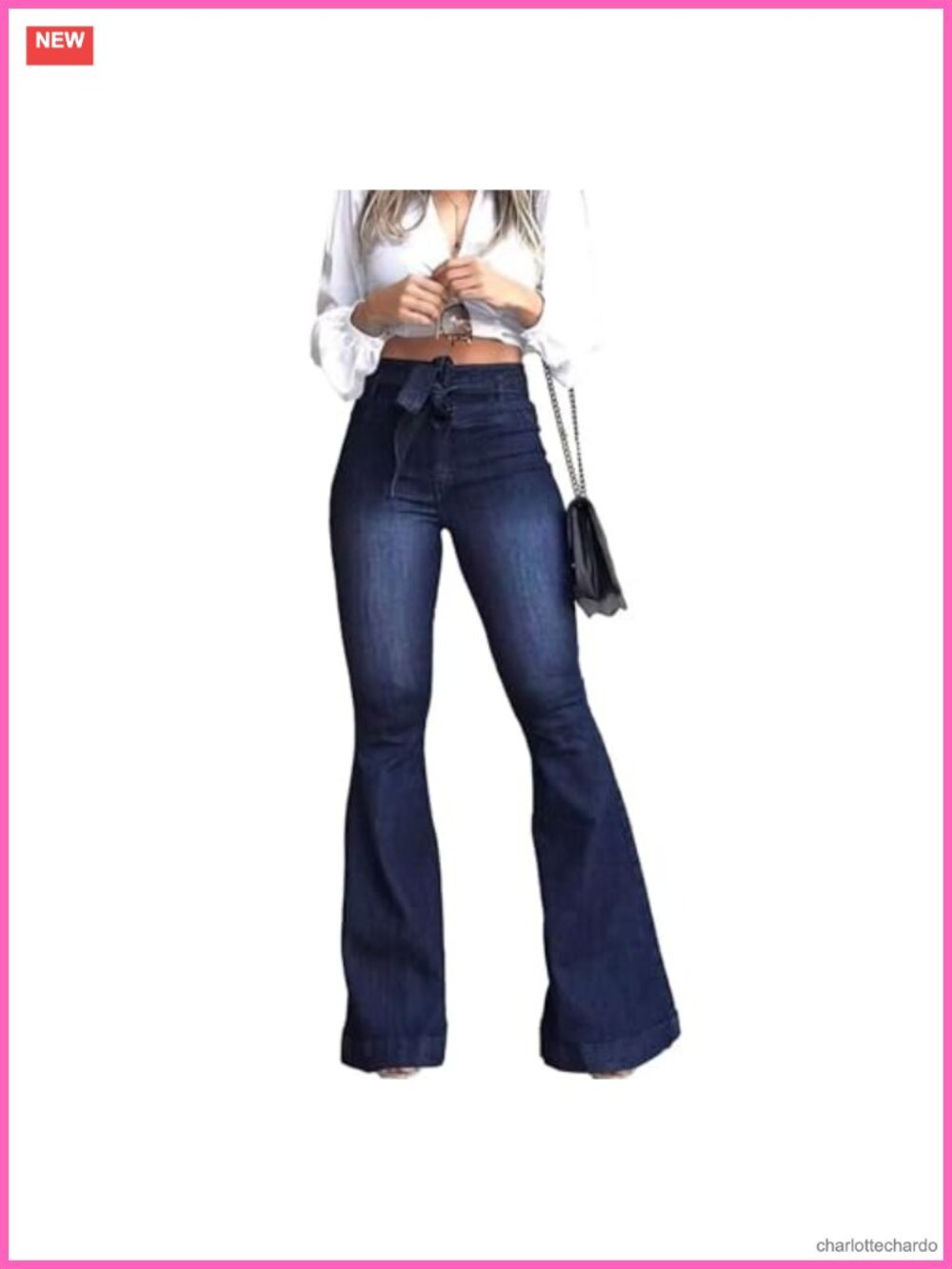 High Waisted Flare Jeans Bell Bottom Stretch Denim Wide Leg Pants